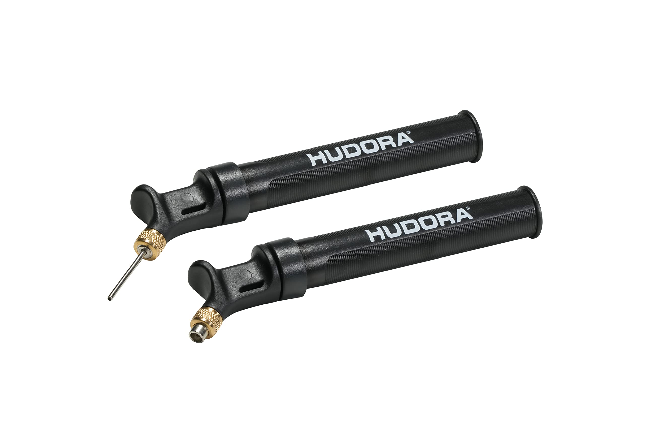 HUDORA Ball Pump In & Out in black - high-quality ball air pump for soccer / basketball / volleyball & more - compact hand air pump in 19 x 4 cm - small air pump with convenient dual function