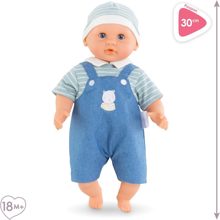 Corolle Mon Premier Poupon Calin Mael, Soft Body Doll with Sleeping Eyes, Hat and Clothing, Removable, Vanilla Fragrance, 30 cm, from 18 Months
