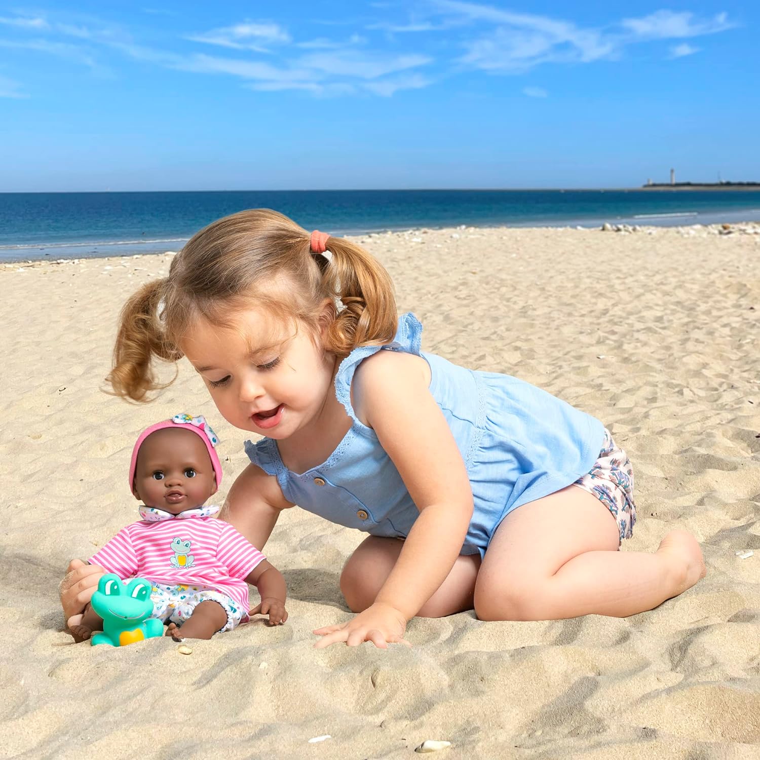 Corolle First Baby Doll, Baby Bain, 9000100660 Bath Baby Alyzée, Soft Body Bath Doll with Bath Animal, Sleeping Eyes, Vanilla Fragrance, Removable Clothes, 30 cm, from 18 Months