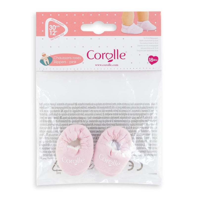 Corolle Baby Doll Pink Slippers Outfit Accessory - Mon Premier Poupon Clothing and Accessories fit 12" Dolls, for Kids Ages 18 Months and up
