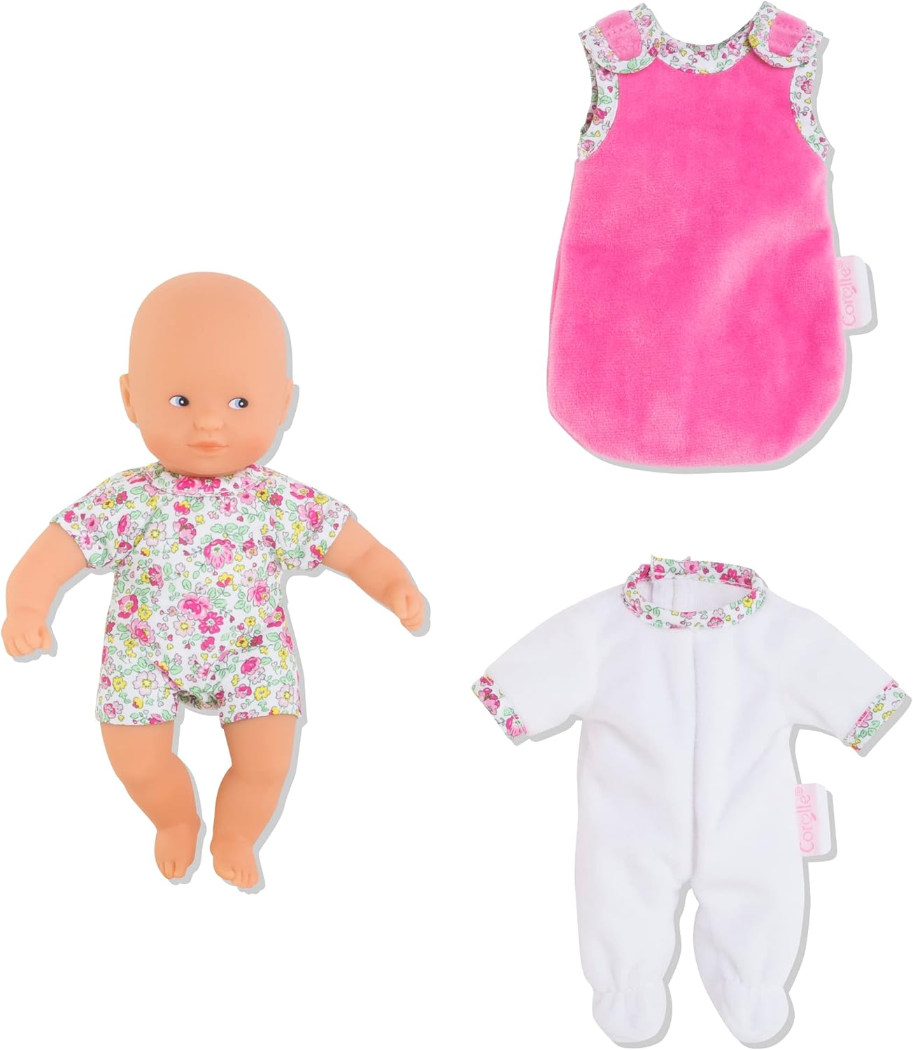 Corolle Mini Calin Good Night Blossom Garden - 8" Soft Baby Doll and Outfit Set Includes Pajamas and Bag Sleeper, Vanilla-Scented, for Kids 18 Months and up