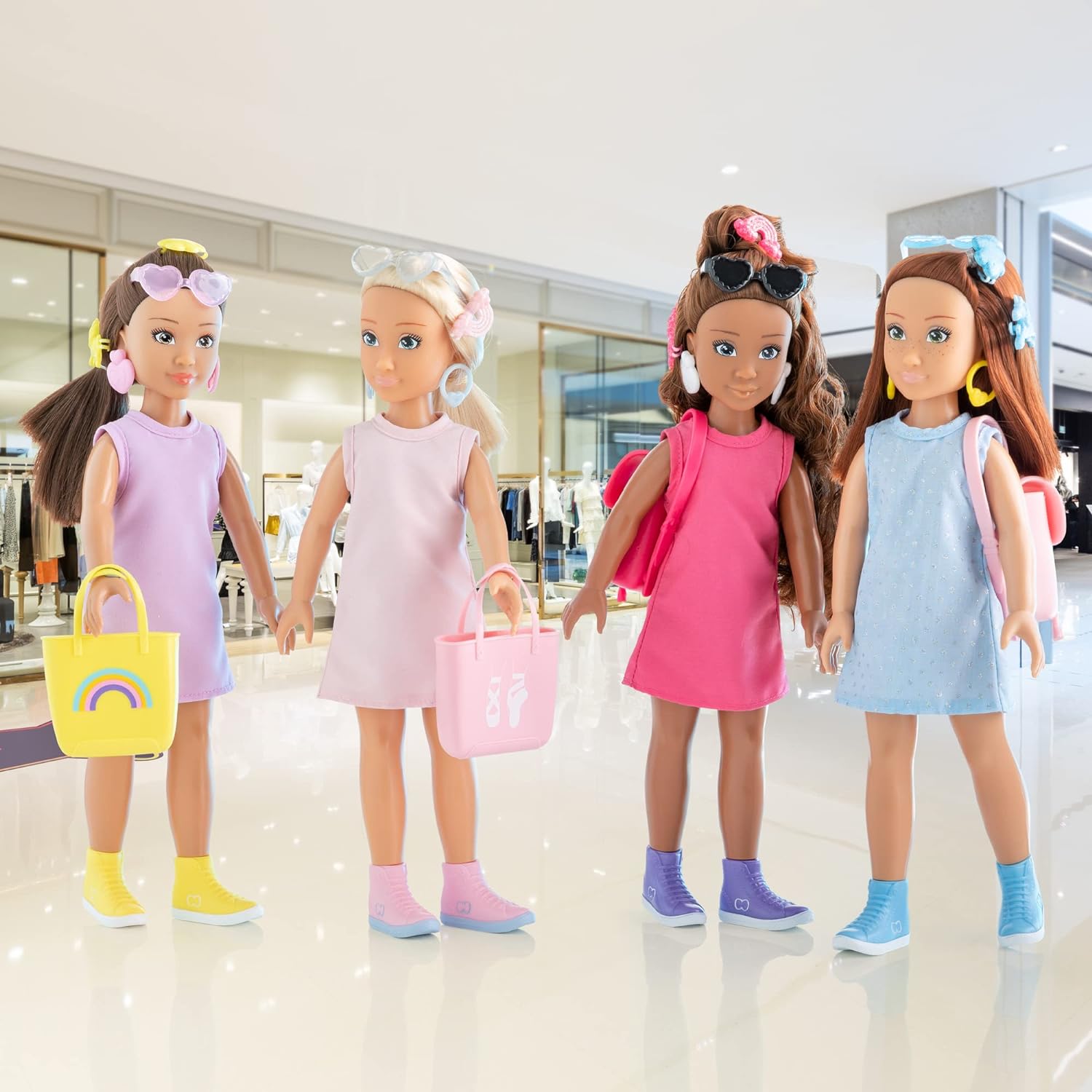 Corolle 9000600090 Model Accessories, Girls Luna Shopping Dressing Doll with Earrings and 6 Surprises, Vanilla Scent, 28 cm, from 4 Years, Natural, Pink