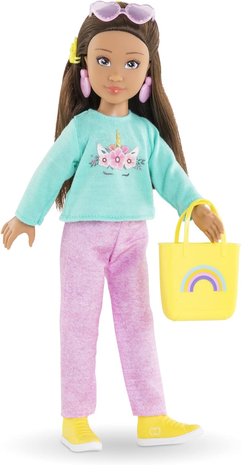 Corolle 9000600090 Model Accessories, Girls Luna Shopping Dressing Doll with Earrings and 6 Surprises, Vanilla Scent, 28 cm, from 4 Years, Natural, Pink