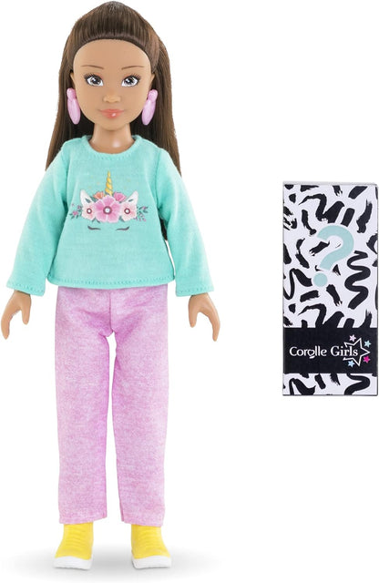 Corolle 9000600090 Model Accessories, Girls Luna Shopping Dressing Doll with Earrings and 6 Surprises, Vanilla Scent, 28 cm, from 4 Years, Natural, Pink