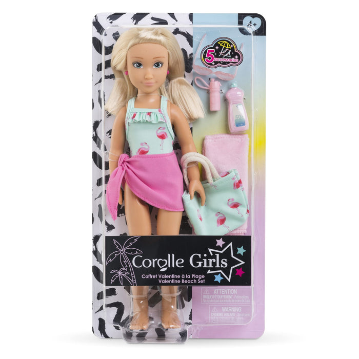 Corolle 9000600110 Girls Valentine Set, Dressing Doll in Cute Beach Outfit and 5 Pieces, Vanilla Scent, 28 cm, from 4 Years