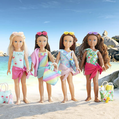 Corolle 9000600110 Girls Valentine Set, Dressing Doll in Cute Beach Outfit and 5 Pieces, Vanilla Scent, 28 cm, from 4 Years