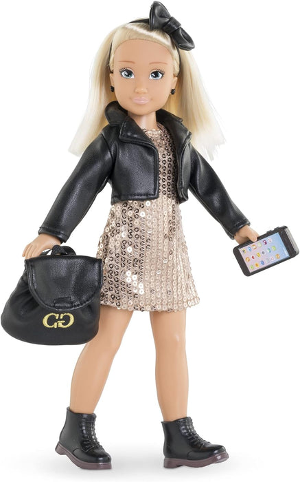 Corolle 9000610090 Accessory Set, Trendy Gold-Black Party Outfit with 7 Pieces, for All 28 cm Girls Dressing Dolls, from 4 Years