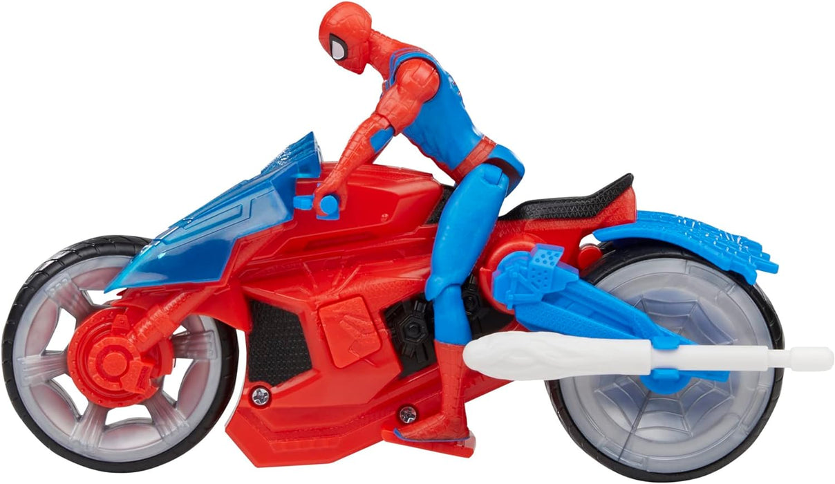 Marvel Spider-Man-F68995L0 Spiderman Spider-Man-Moto Set de Juego con Figura de acción de 10 cm con vehículo y 2 proyectiles arácnidos, Multicolor, Medium (Hasbro 5010994182533)