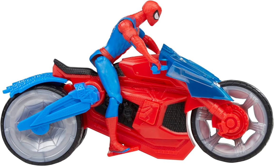 Marvel Spider-Man-F68995L0 Spiderman Spider-Man-Moto Set de Juego con Figura de acción de 10 cm con vehículo y 2 proyectiles arácnidos, Multicolor, Medium (Hasbro 5010994182533)
