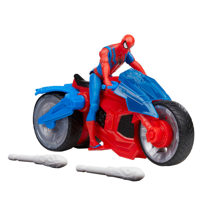 Marvel Spider-Man-F68995L0 Spiderman Spider-Man-Moto Set de Juego con Figura de acción de 10 cm con vehículo y 2 proyectiles arácnidos, Multicolor, Medium (Hasbro 5010994182533)