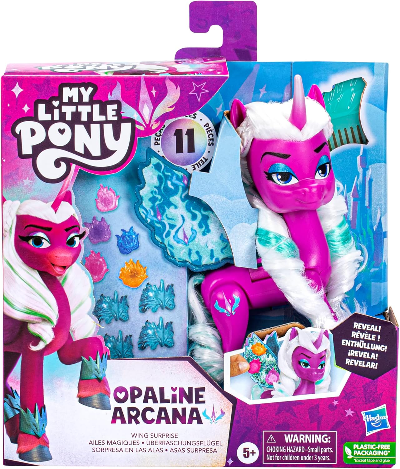 My Little Pony Bambole Opaline Arcana Wing Surprise, giocattolo Alicorn da 12,7 cm con accessori, giocattoli per bambine e ragazzi di 5 anni (F6447