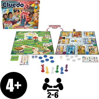 Cluedo Junior-Spiel, 2-seitiges Spielbrett, 2 Spiele in 1, Cluedo-Detektivspiel für jüngere Kinder, Brettspiele für Kinder, Junior-Spiele (Niederländische Version