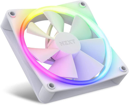 NZXT F120 RGB Fans - RF-R12SF-W1 - Advanced RGB Lighting Customization - Whisper Quiet Cooling - Single (RGB Fan & Controller REQUIRED & NOT INCLUDED) - 120mm Fan - White 120 mm Single pack White