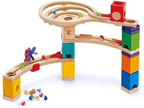Hape E6021 Quadrilla Race to the Finish, Wooden Marble Run - 58 pieces, Educational Construction Toys for 4 Years and Up & E6023 Quadrilla Mega Skatepark, Wooden Marble Run Accessories + Mega Skatepark