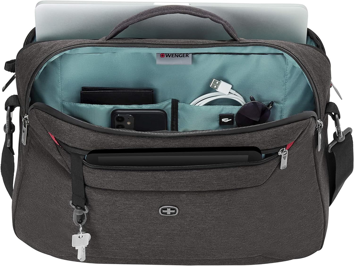 Wenger MX Commute Laptop Bag for Shoulder, Notebook up to 16 Inches, Tablet up to 10 Inches, Women Men, Business University School Travel, Heather Grey