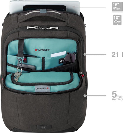 Wenger MX Mochila para portátil, portátil, tableta de hasta 10", mujer hombre, oficina universidad escuela viajes, gris