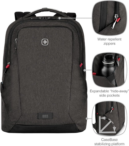Wenger MX Mochila para portátil, portátil, tableta de hasta 10", mujer hombre, oficina universidad escuela viajes, gris