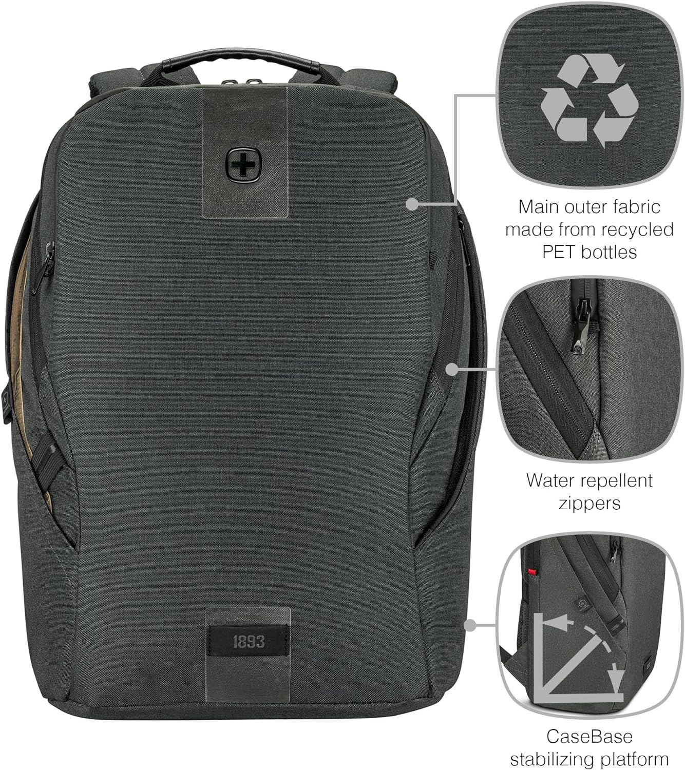 Wenger MX ECO Light, 16" Laptop Backpack with 10" Tabletpocket, Charcoal