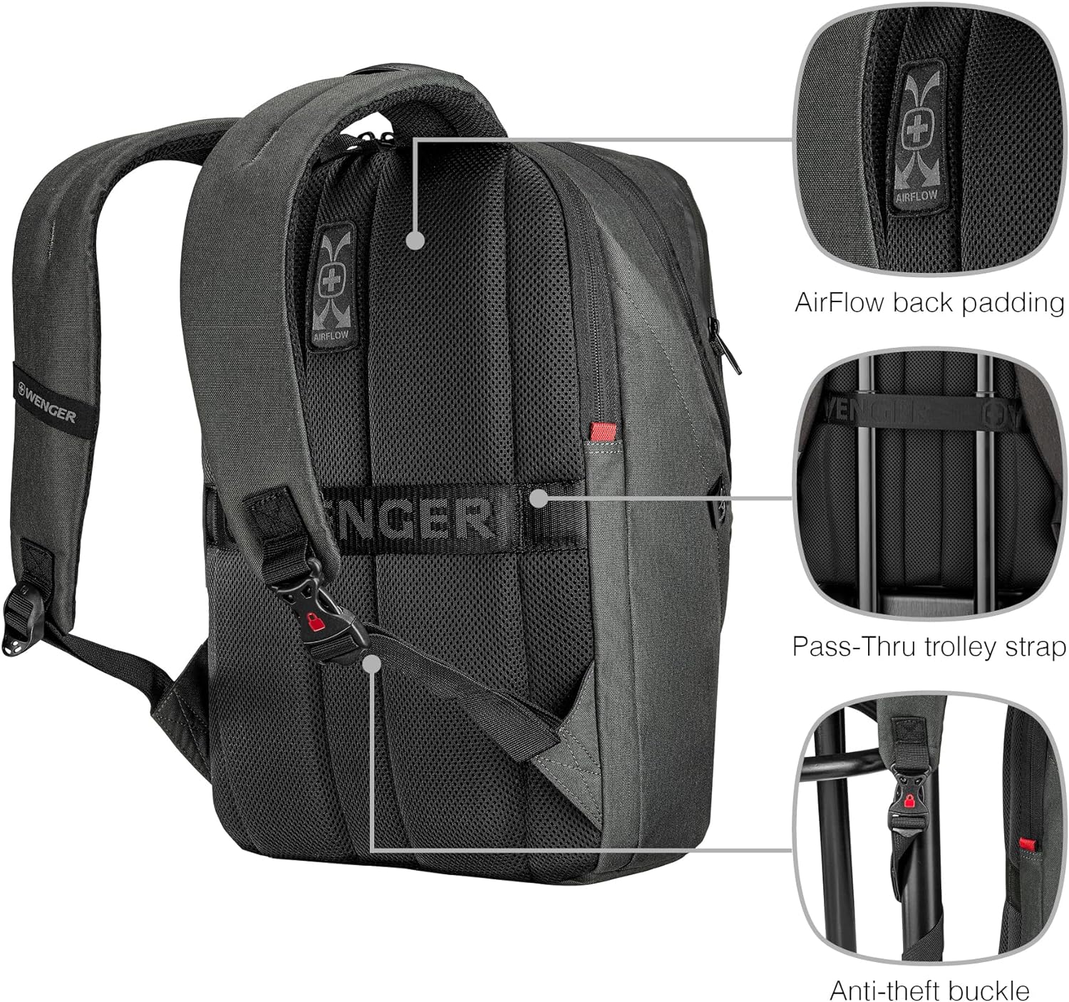 Wenger MX ECO Light, 16" Laptop Backpack with 10" Tabletpocket, Charcoal
