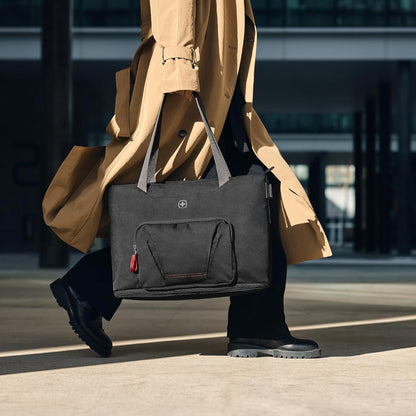 Wenger Motion Deluxe Tote - Chic Black, Lightweight and Durable Laptop Bag with Multiple Compartments for Work, School, or Travel, Water-Resistant, Ergonomic Design, Fits Laptops up to 16 Inches