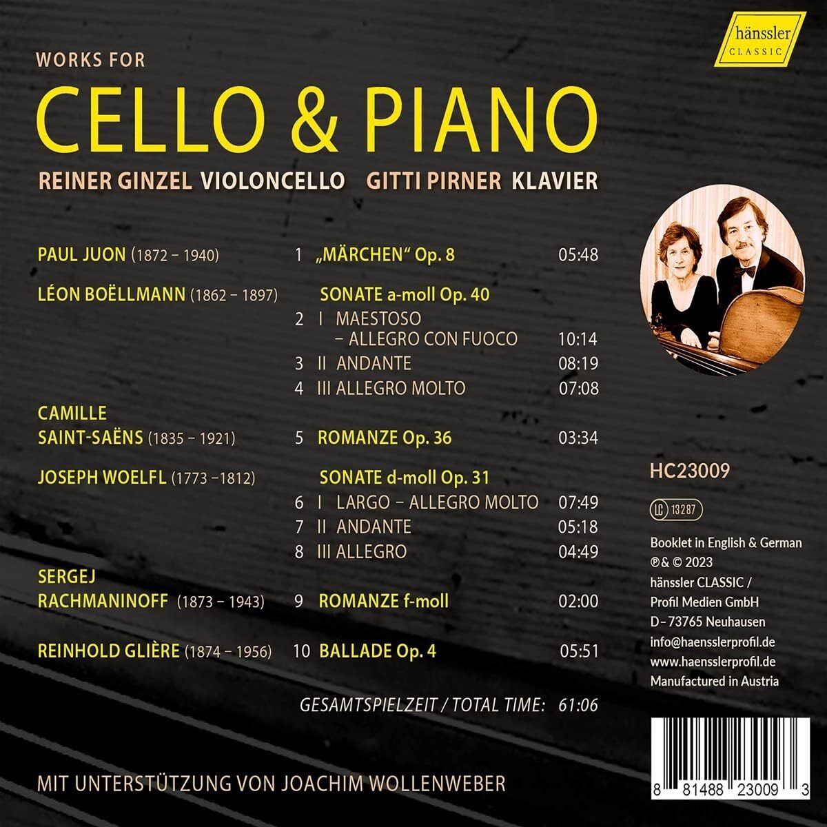Reiner Ginzel/Gitti Pirner: Works for Cello & Piano