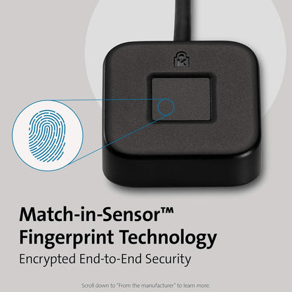 Kensington VeriMark Desktop USB Fingerprint Key Reader - Windows Hello, FIDO U2F, FIDO2 (K62330WW