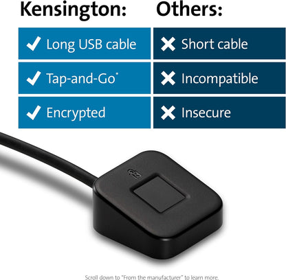Kensington VeriMark Desktop USB Fingerprint Key Reader - Windows Hello, FIDO U2F, FIDO2 (K62330WW