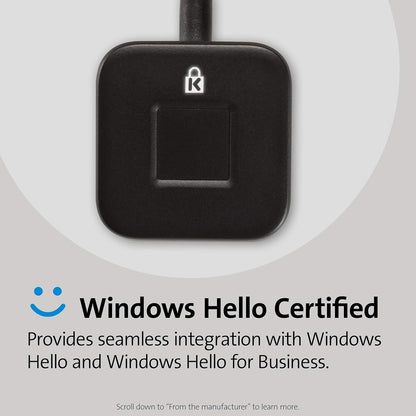 Kensington VeriMark Desktop USB Fingerprint Key Reader - Windows Hello, FIDO U2F, FIDO2 (K62330WW