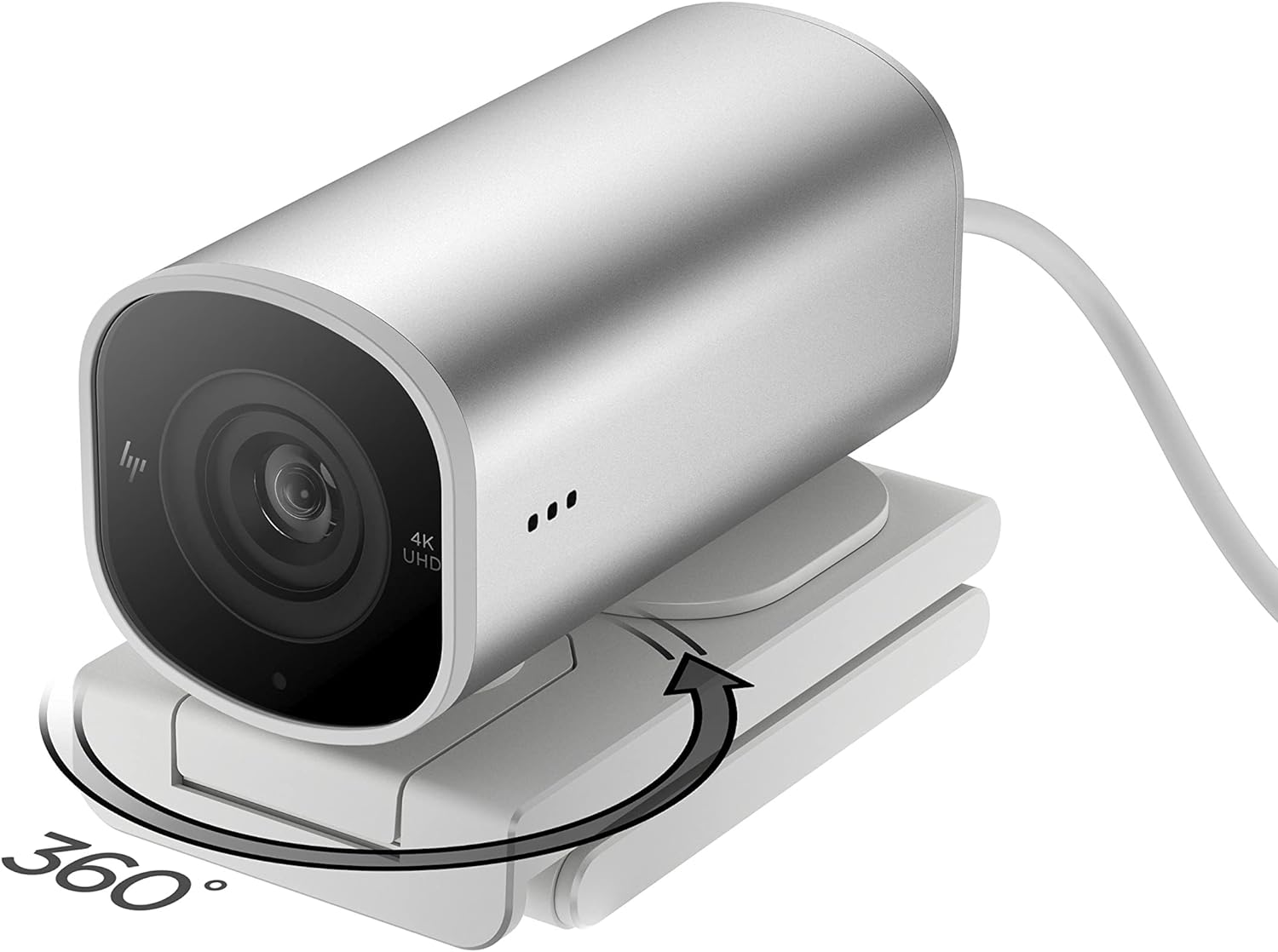 HP 960 HDR 4K Streaming Webcam - AI Enhanced, Automated Colour Correction and Focus, Dual Microphones, 360° Swivel, 90° Tilt, Magnetic Lens Privacy Cover, Flexible Mounting