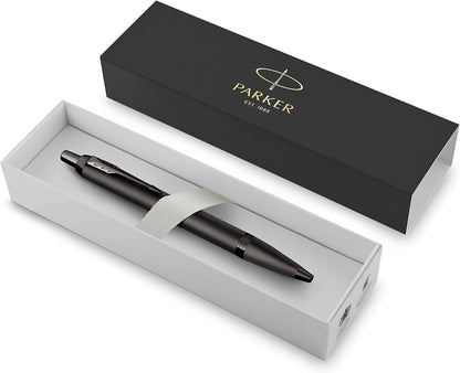Parker IM Monochrome Ballpoint Pen | Gun Metal Finish and Trims | Medium Point with Blue Ink | Gift Box