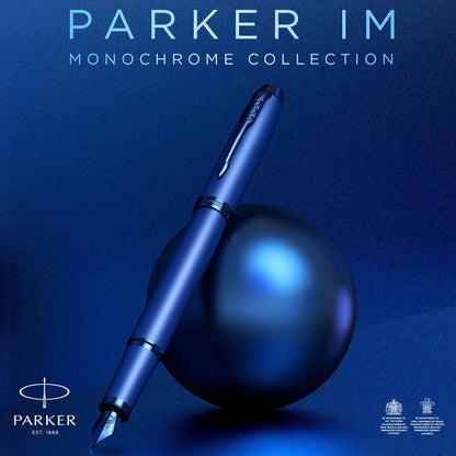 Parker IM Monochrome Ballpoint Pen | Gun Metal Finish and Trims | Medium Point with Blue Ink | Gift Box