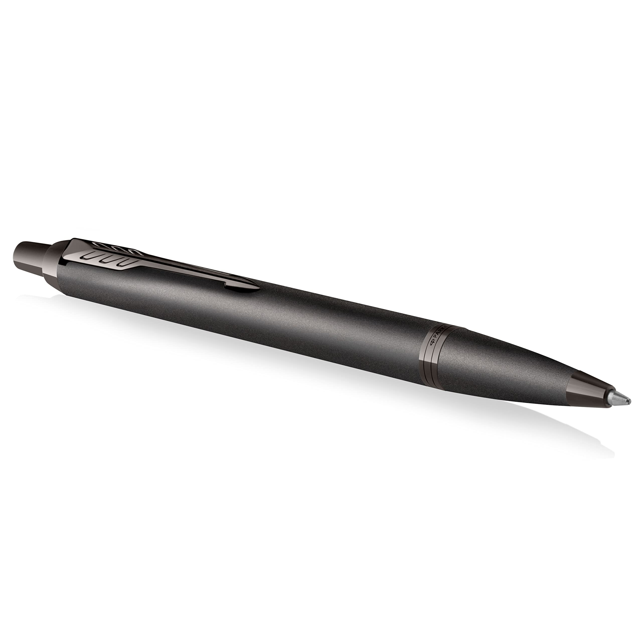 Parker IM Monochrome Ballpoint Pen | Gun Metal Finish and Trims | Medium Point with Blue Ink | Gift Box