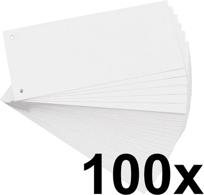 Exacompta - Ref 13305B - Bristol Card Punched Dividers (Pack of 100) - 105 x 240mm, 180gsm Paper, 2-Hole Punched, Horizontal, Organise A4 Documents - White Colour White Bristol Card