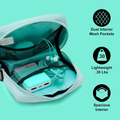 Celly PTBPK000L Pantone Electrical Travel Organizer, Internal Pockets, Small, Cyan