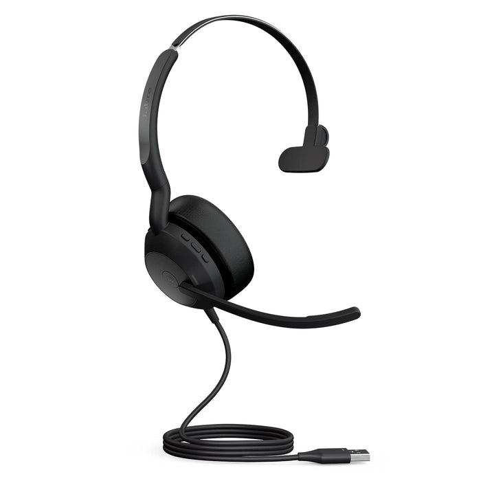 Jabra Evolve2 50 Wired Mono Headset Air Comfort Technology, Noise-cancelling Mics, and Active Noise Cancellation - MS Teams Certified, Works with All Other Platforms - Black