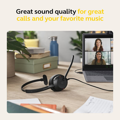 Jabra Evolve2 50 Wired Mono Headset Air Comfort Technology, Noise-cancelling Mics, and Active Noise Cancellation - MS Teams Certified, Works with All Other Platforms - Black