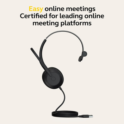 Jabra Evolve2 50 Wired Mono Headset Air Comfort Technology, Noise-cancelling Mics, and Active Noise Cancellation - MS Teams Certified, Works with All Other Platforms - Black