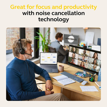 Jabra Evolve2 50 Wired Mono Headset Air Comfort Technology, Noise-cancelling Mics, and Active Noise Cancellation - MS Teams Certified, Works with All Other Platforms - Black