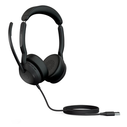 Jabra Evolve2 50 Cuffie Stereo cablate con Jabra Air Comfort, microfoni con cancellazione del rumore, cancellazione attiva del rumore - Per tutte le principali piattaforme UC, Zoom, Google Meet - Nero