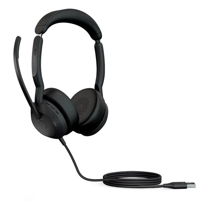 Jabra Evolve2 50 Cuffie Stereo cablate con Jabra Air Comfort, microfoni con cancellazione del rumore, cancellazione attiva del rumore - Per tutte le principali piattaforme UC, Zoom, Google Meet - Nero
