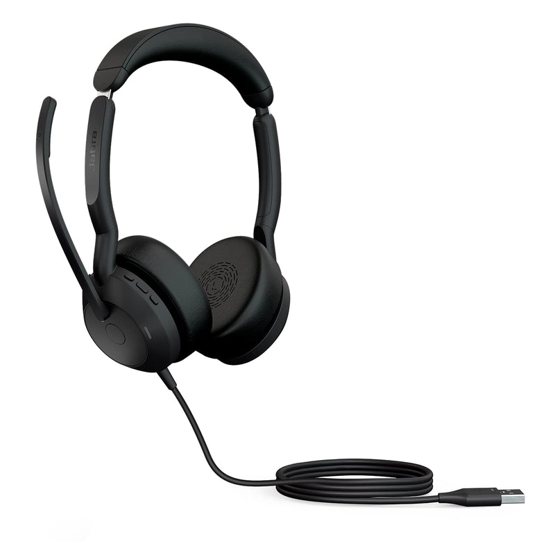 Jabra Evolve2 50 Cuffie Stereo cablate con Jabra Air Comfort, microfoni con cancellazione del rumore, cancellazione attiva del rumore - Per tutte le principali piattaforme UC, Zoom, Google Meet - Nero