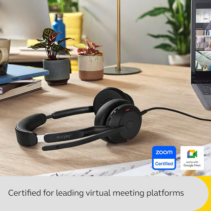 Jabra Evolve2 50 Cuffie Stereo cablate con Jabra Air Comfort, microfoni con cancellazione del rumore, cancellazione attiva del rumore - Per tutte le principali piattaforme UC, Zoom, Google Meet - Nero