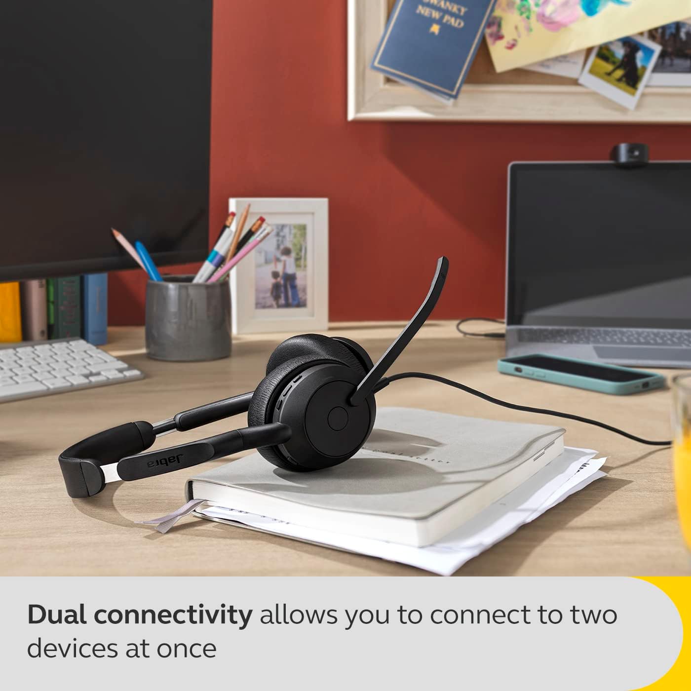Jabra Evolve2 50 Cuffie Stereo cablate con Jabra Air Comfort, microfoni con cancellazione del rumore, cancellazione attiva del rumore - Per tutte le principali piattaforme UC, Zoom, Google Meet - Nero