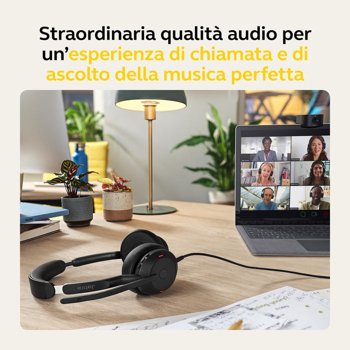 Jabra Evolve2 50 - Kabelgebundenes Stereo-Headset Air Comfort - Mikrofone mit aktiver Geräuschunterdrückung (ANC) - für MS Teams Zertifiziert, mit Anderen Plattformen kompatibel - Schwarz