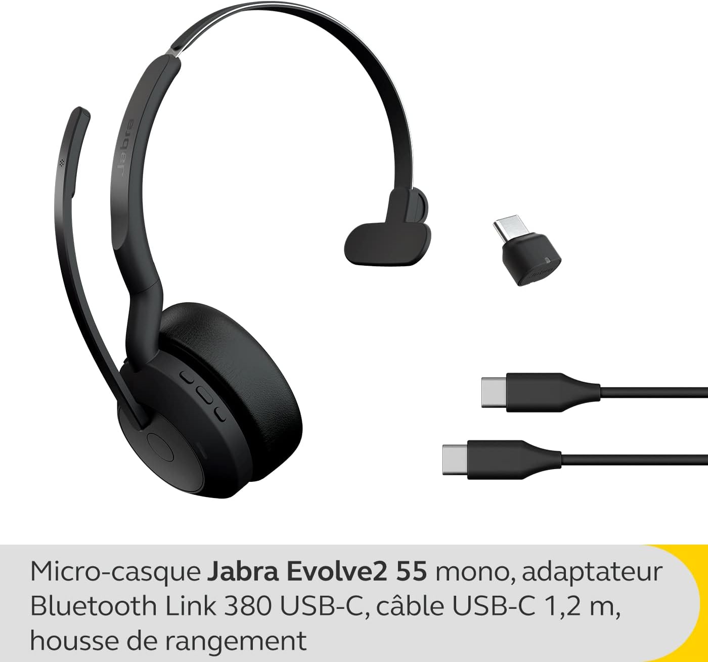 Jabra Evolve2 55 Mono Wireless Headset Air Comfort Technology, Noise-cancelling Mics, and Active Noise Cancellation - MS Teams Certified, Works with All Other Platforms