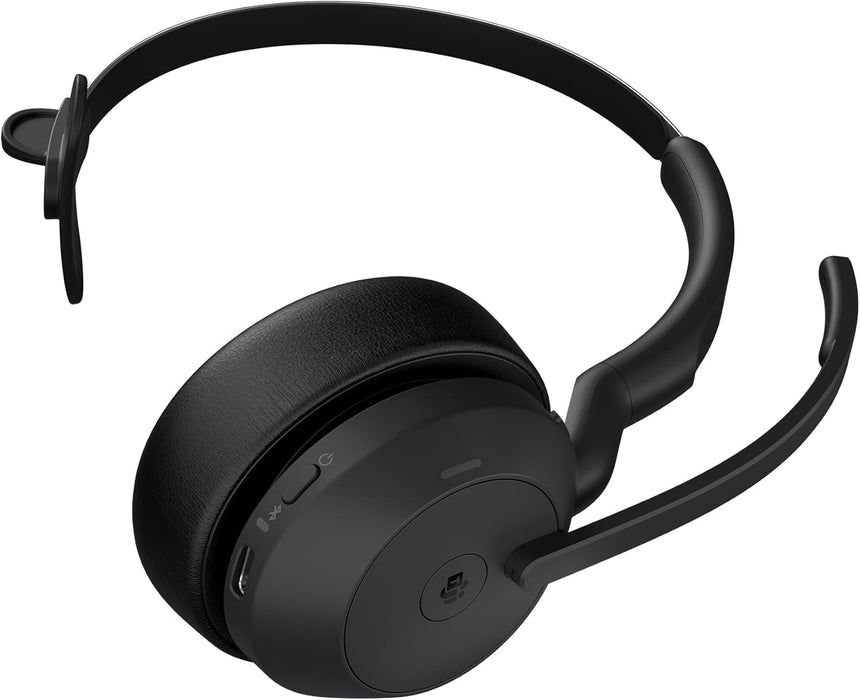 Jabra Evolve2 55 Mono Wireless Headset with Charging Stand, Air Comfort Technology, Noise-cancelling Mics, and Active Noise Cancellation - MS Teams Certified, Works with Other Platforms