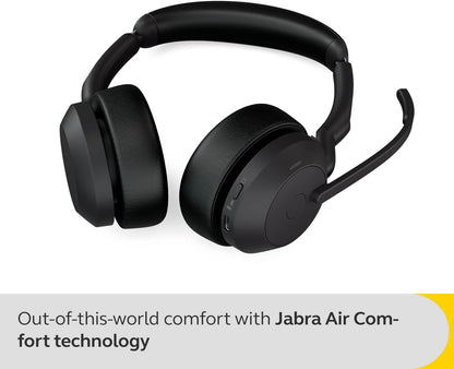Jabra Evolve2 55 Cuffie Wireless Stereo con tecnologia Jabra Air Comfort, USB-A dongle, Tutte le piattaforme, Stereo