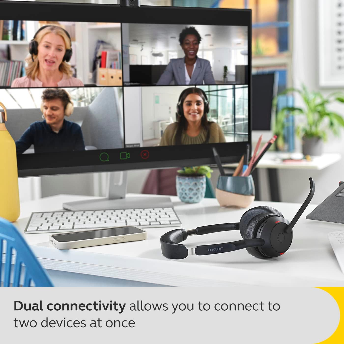 Jabra Evolve2 55 Cuffie Wireless Stereo con tecnologia Jabra Air Comfort, USB-A dongle, Tutte le piattaforme, Stereo