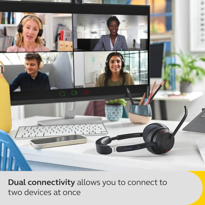 Jabra Evolve2 55 Cuffie Wireless Stereo con tecnologia Jabra Air Comfort, USB-A dongle, Tutte le piattaforme, Stereo