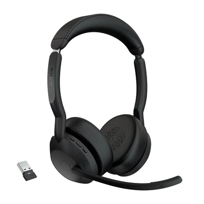 Jabra Evolve2 55 Cuffie Wireless Stereo con tecnologia Jabra Air Comfort, USB-A dongle, Tutte le piattaforme, Stereo